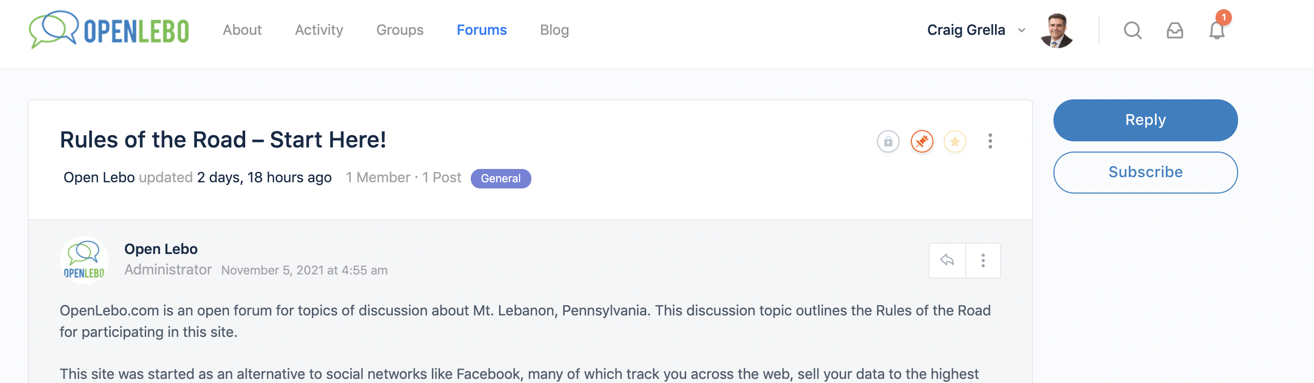 Open Lebo Screenshot - Forum Reply Button